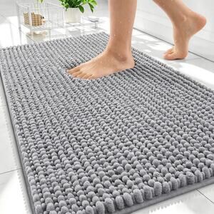 New Gray 30" x 20" Novelty 3D Tufting Chenille Bathroom Bath Rug